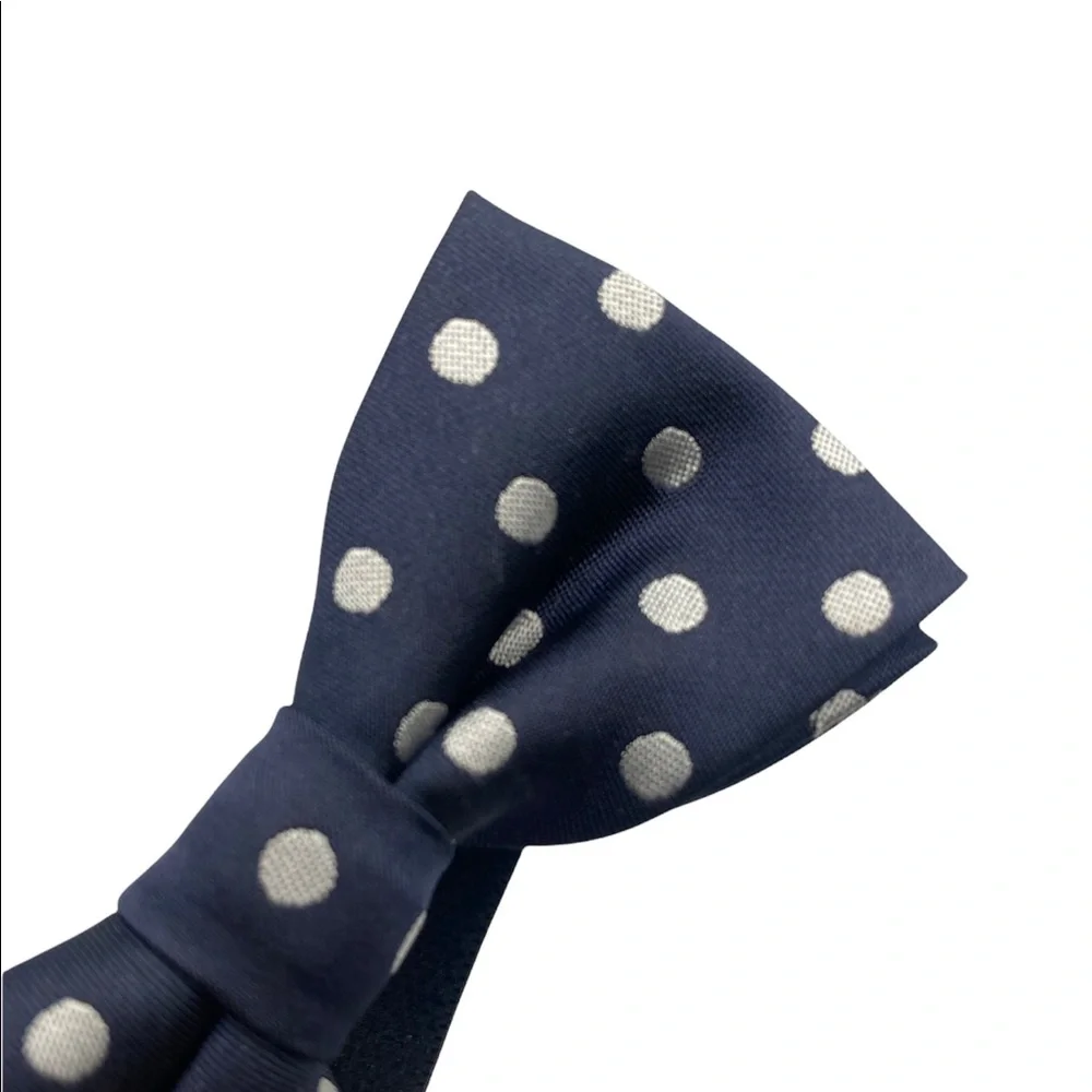 Dark Navy with White Polka Dots Bow tie